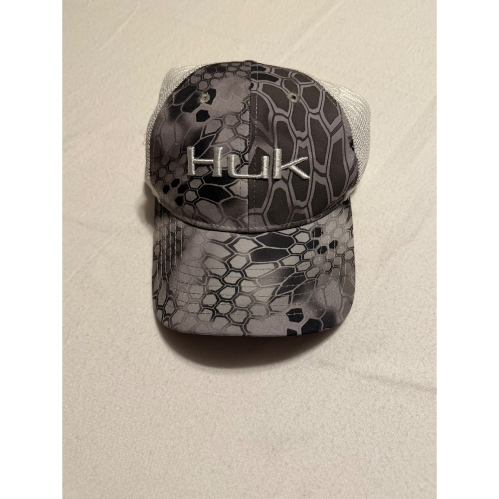 Huk Youth Kryptek Camo Trucker Hat Grey White Mesh Snapback Fishing Cap